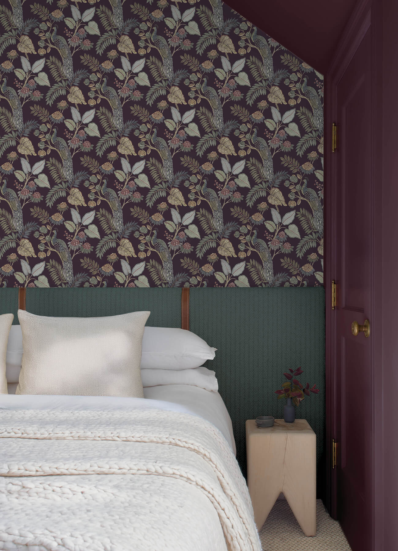 Chris Loves Julia Geneva Peacock Wallpaper - Plum