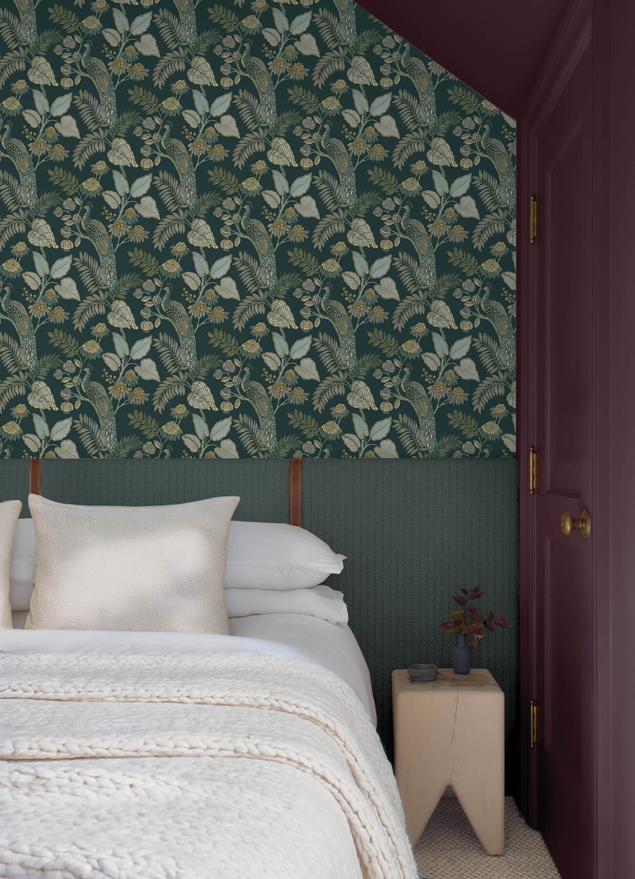 Chris Loves Julia Geneva Peacock Wallpaper - Sea Green