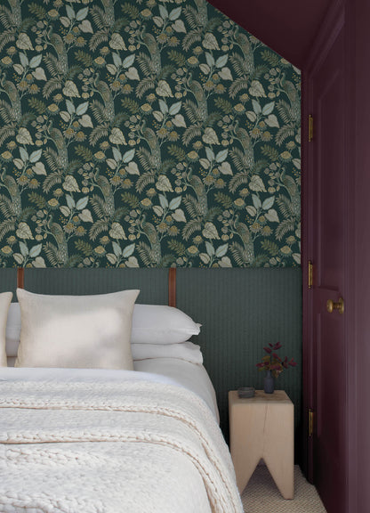 Chris Loves Julia Geneva Peacock Wallpaper - Sea Green