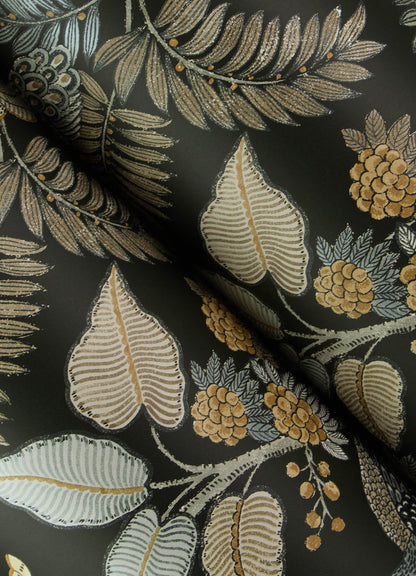 Chris Loves Julia Geneva Peacock Wallpaper - Black