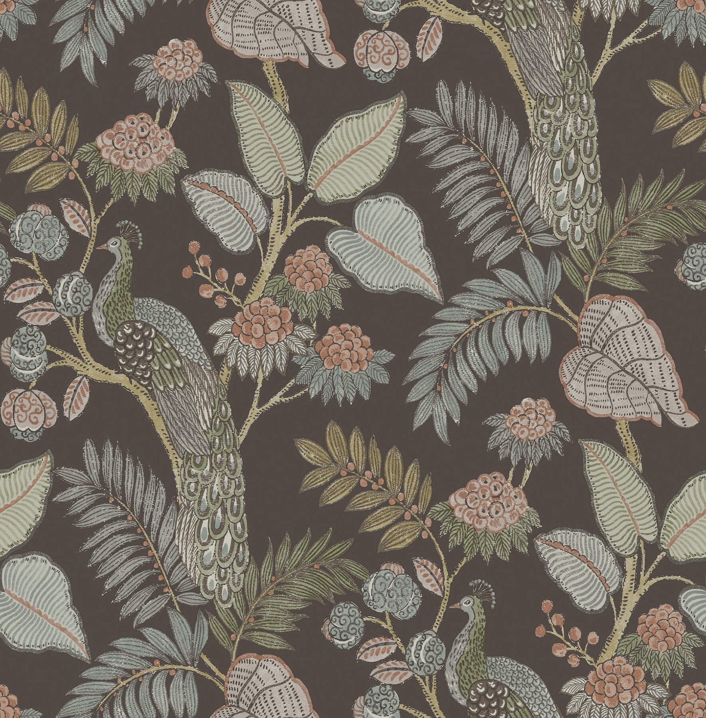 Chris Loves Julia Geneva Peacock Wallpaper - Chocolate