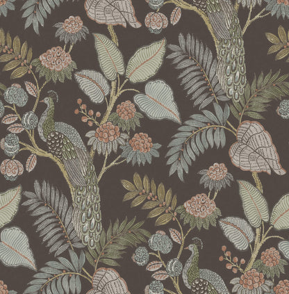 Chris Loves Julia Geneva Peacock Wallpaper - Chocolate