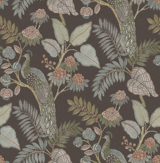Chris Loves Julia Geneva Peacock Wallpaper - Chocolate