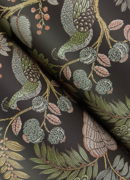 Chris Loves Julia Geneva Peacock Wallpaper - Chocolate