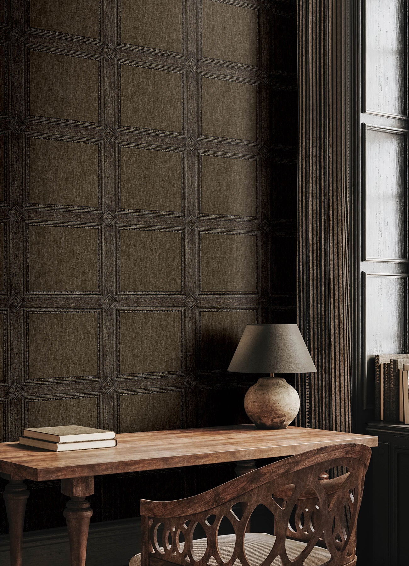 Chris Loves Julia Moorland Wallpaper - Dark Brown