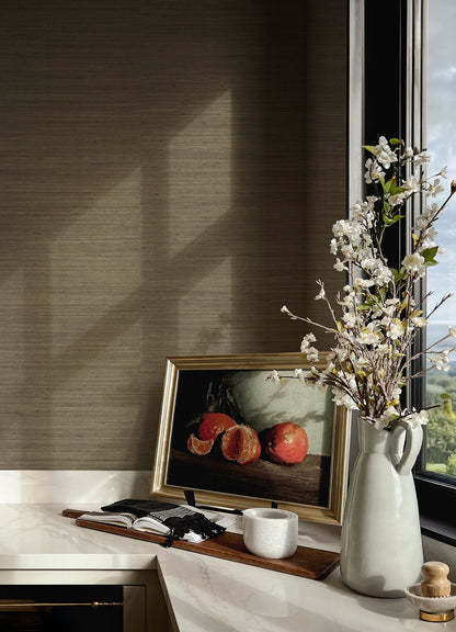 Chris Loves Julia Mycroft Grasscloth Wallpaper - Sterling