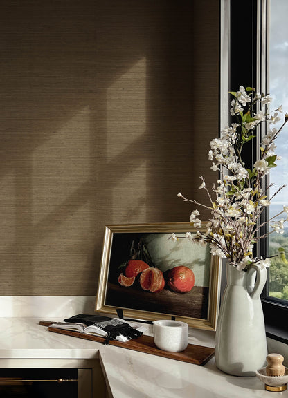 Chris Loves Julia Mycroft Grasscloth Wallpaper - Chestnut