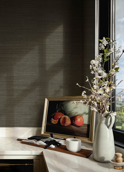 Chris Loves Julia Mycroft Grasscloth Wallpaper - Slate