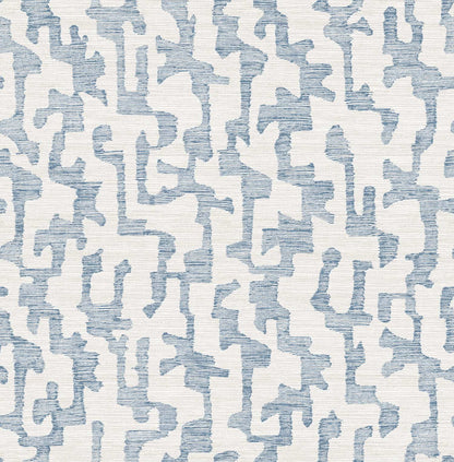 Drew & Jonathan Home Cipher Faux Grasscloth Wallpaper Sample - Blue