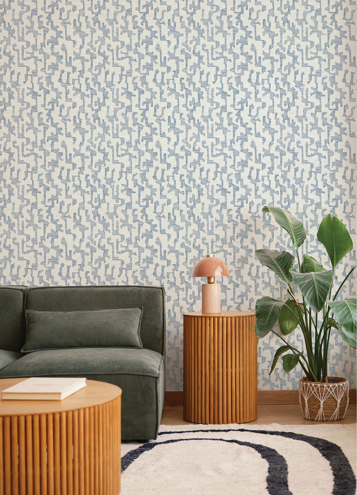 Drew & Jonathan Home Cipher Faux Grasscloth Wallpaper Sample - Blue