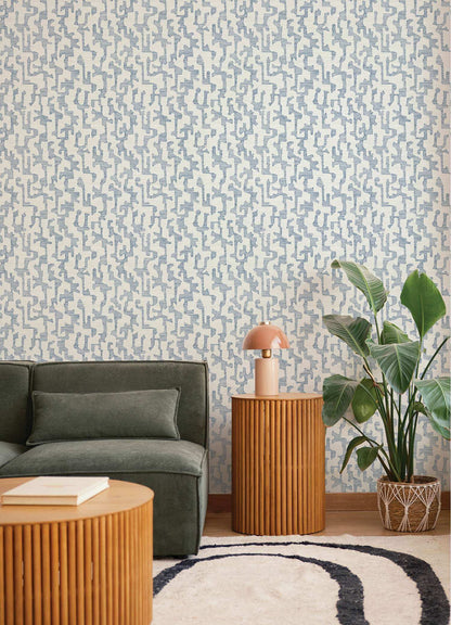 Drew & Jonathan Home Cipher Faux Grasscloth Wallpaper Sample - Blue