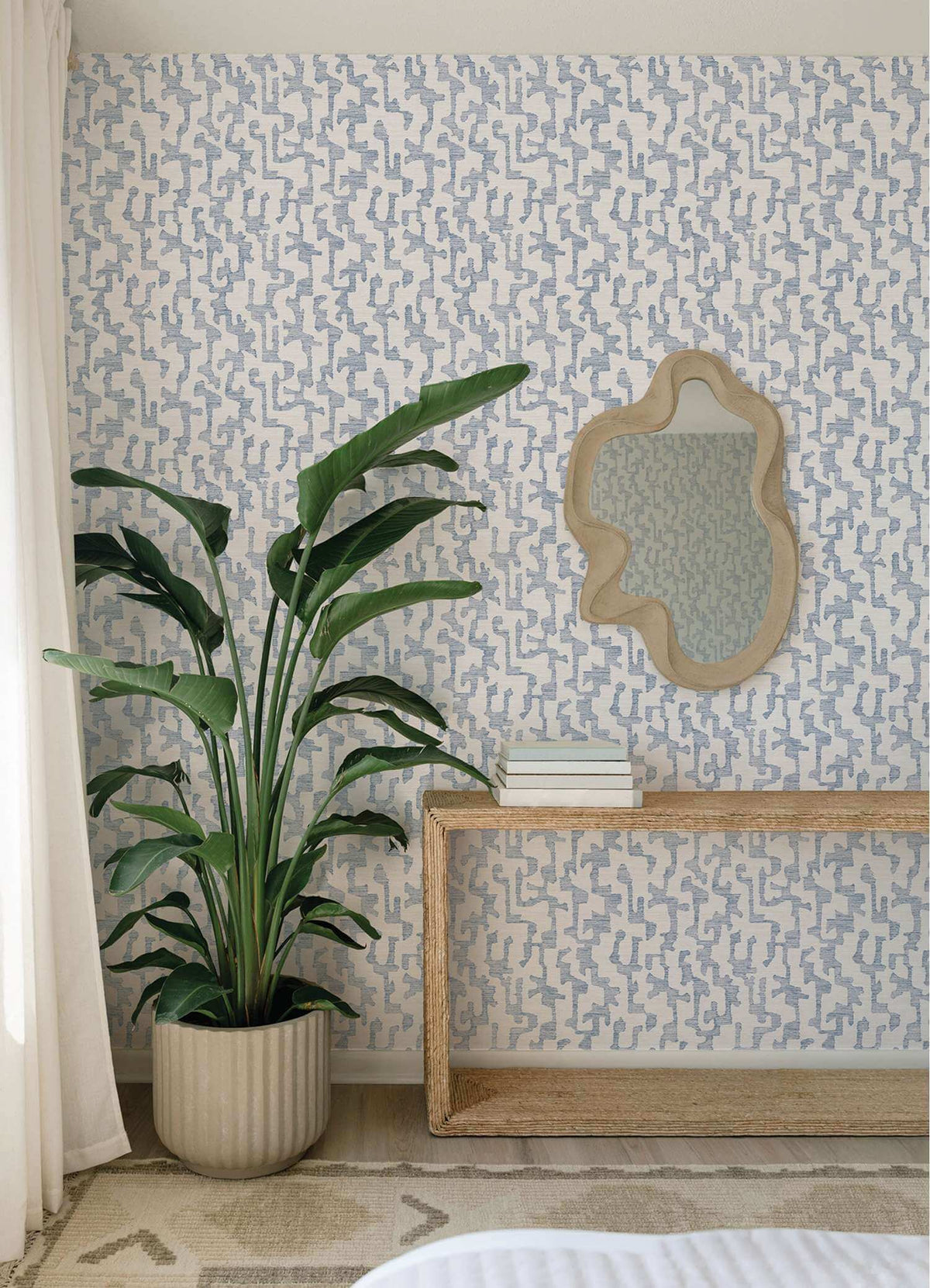 Drew & Jonathan Home Cipher Faux Grasscloth Wallpaper Sample - Blue