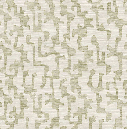 Drew & Jonathan Home Cipher Faux Grasscloth Wallpaper Sample - Moss
