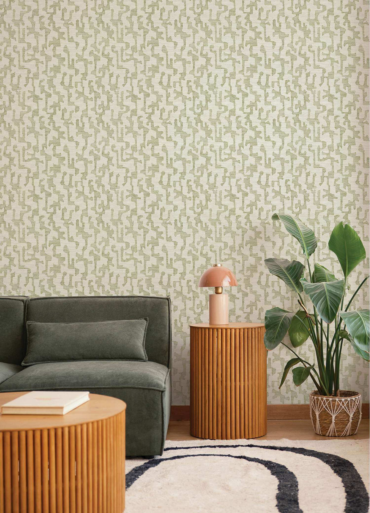 Drew & Jonathan Home Cipher Faux Grasscloth Wallpaper Sample - Moss