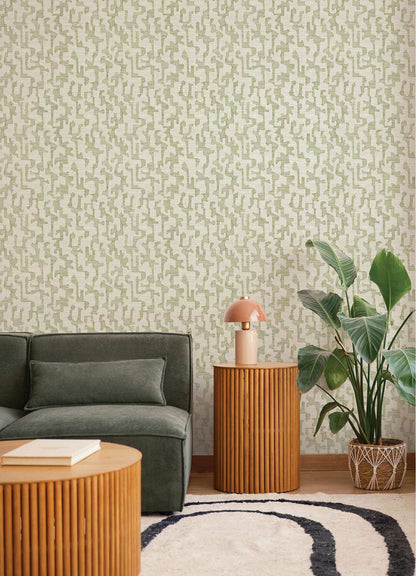 Drew & Jonathan Home Cipher Faux Grasscloth Wallpaper Sample - Moss