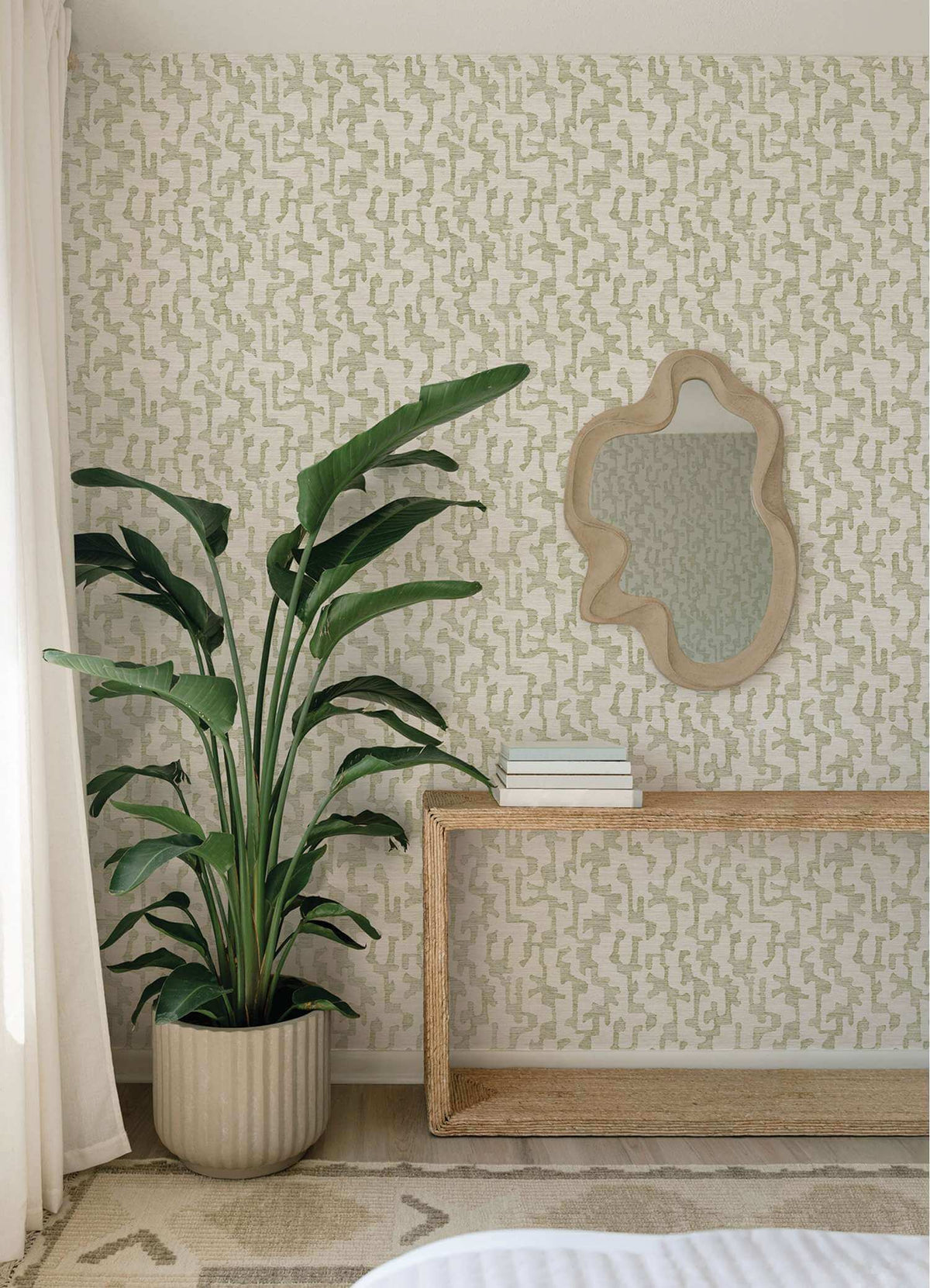 Drew & Jonathan Home Cipher Faux Grasscloth Wallpaper Sample - Moss