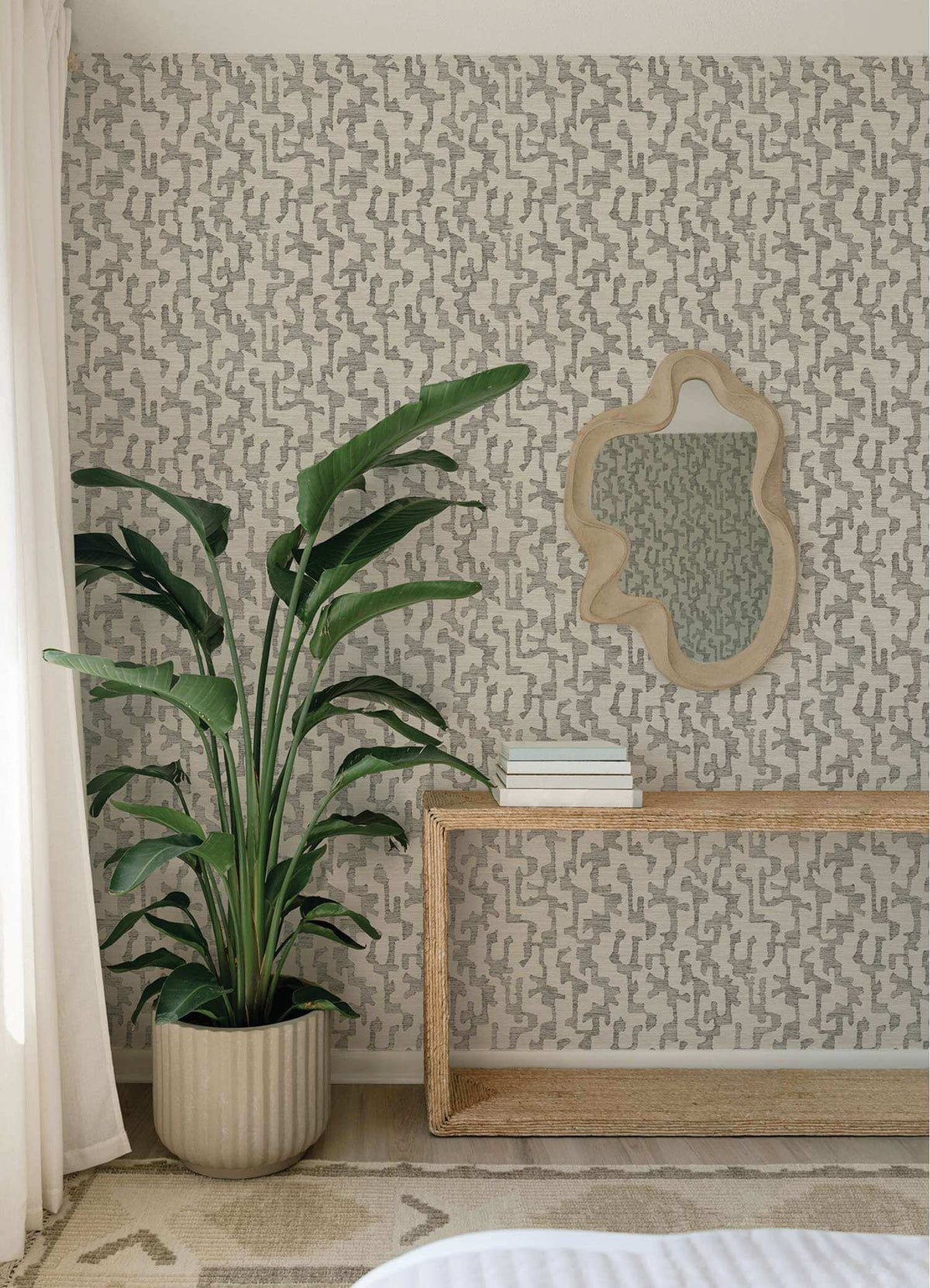Drew & Jonathan Home Cipher Faux Grasscloth Wallpaper Sample - Black