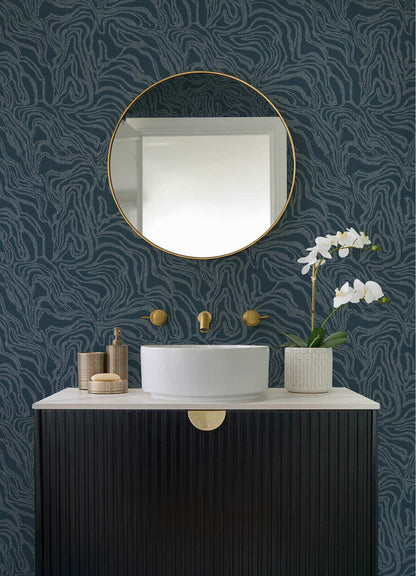 Drew & Jonathan Home Massar Marbled Wallpaper - Teal
