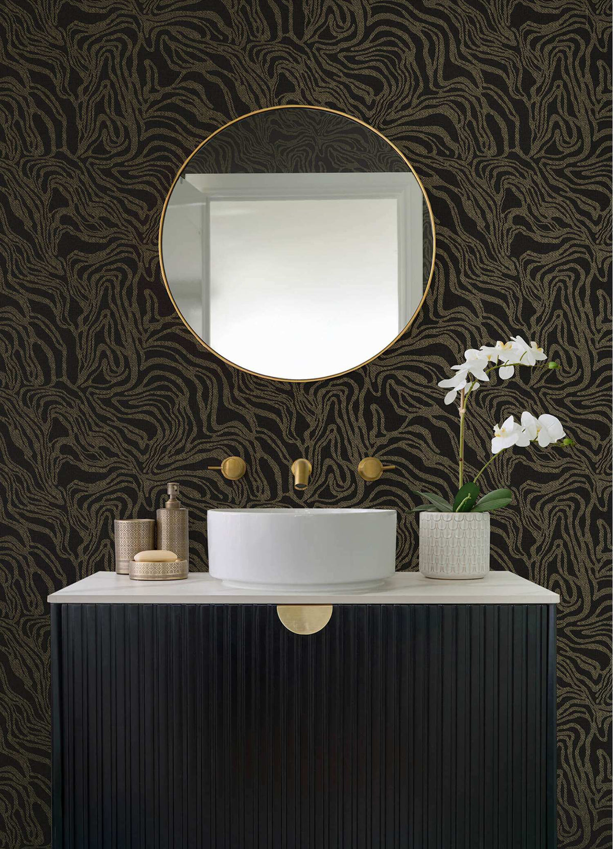 Drew & Jonathan Home Massar Marbled Wallpaper - Black