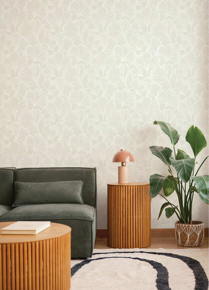 Drew & Jonathan Home Kyoto Leaf Wallpaper Sample - Dove