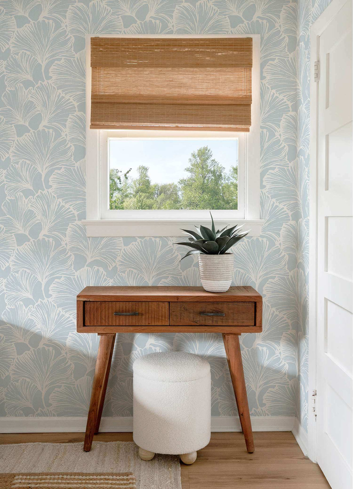 Drew & Jonathan Home Kyoto Leaf Wallpaper Sample - Sky