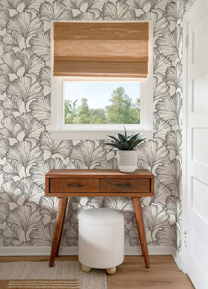 Drew & Jonathan Home Kyoto Leaf Wallpaper - Charcoal