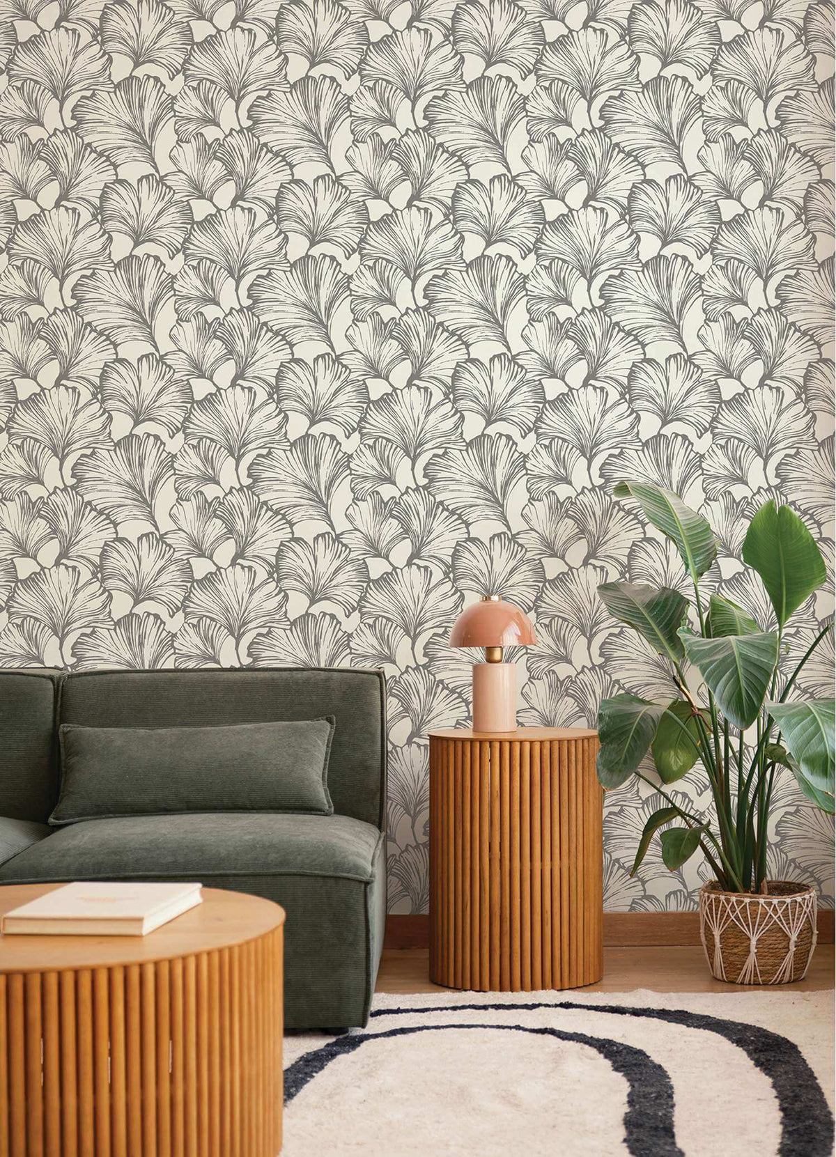 Drew & Jonathan Home Kyoto Leaf Wallpaper - Charcoal