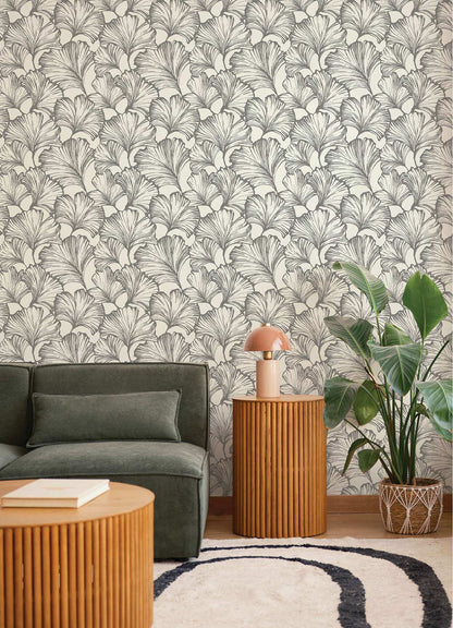 Drew & Jonathan Home Kyoto Leaf Wallpaper - Charcoal