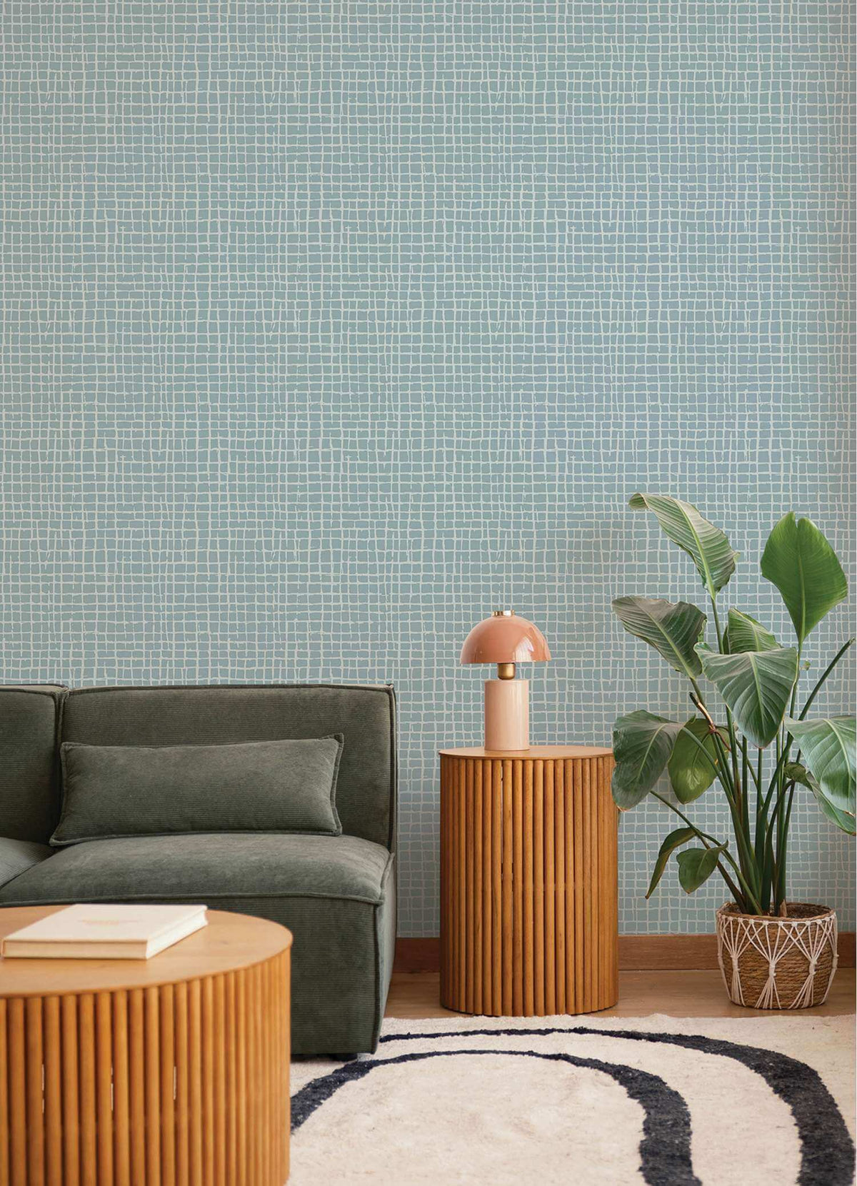 Drew & Jonathan Home Albin Gridline Wallpaper - Sky Blue