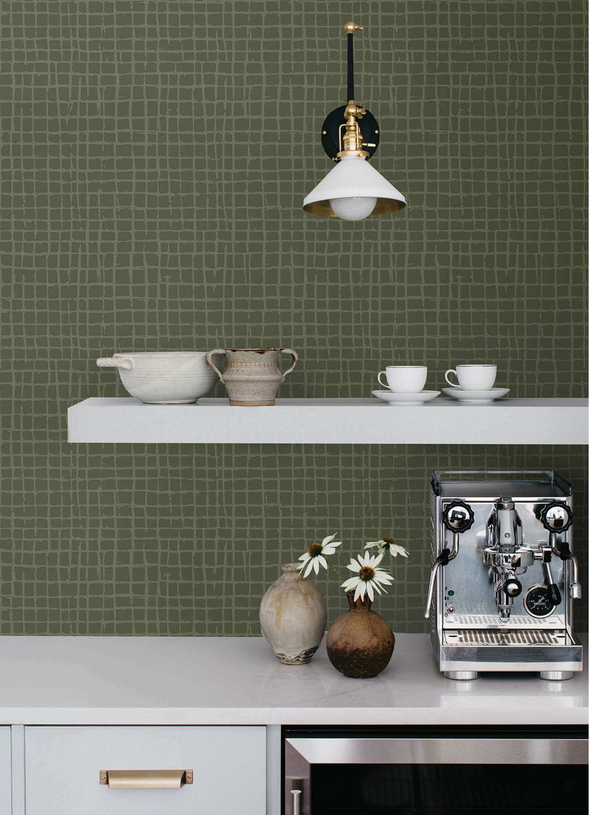 Drew & Jonathan Home Albin Wallpaper Sample - Moss