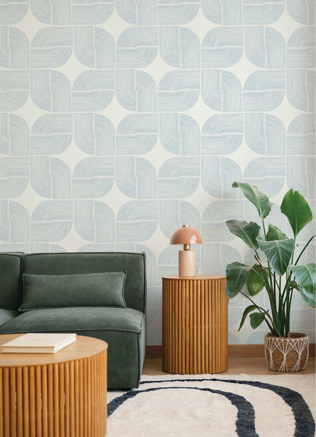 Drew & Jonathan Home Savoye Spiral Wallpaper - Dark Blue