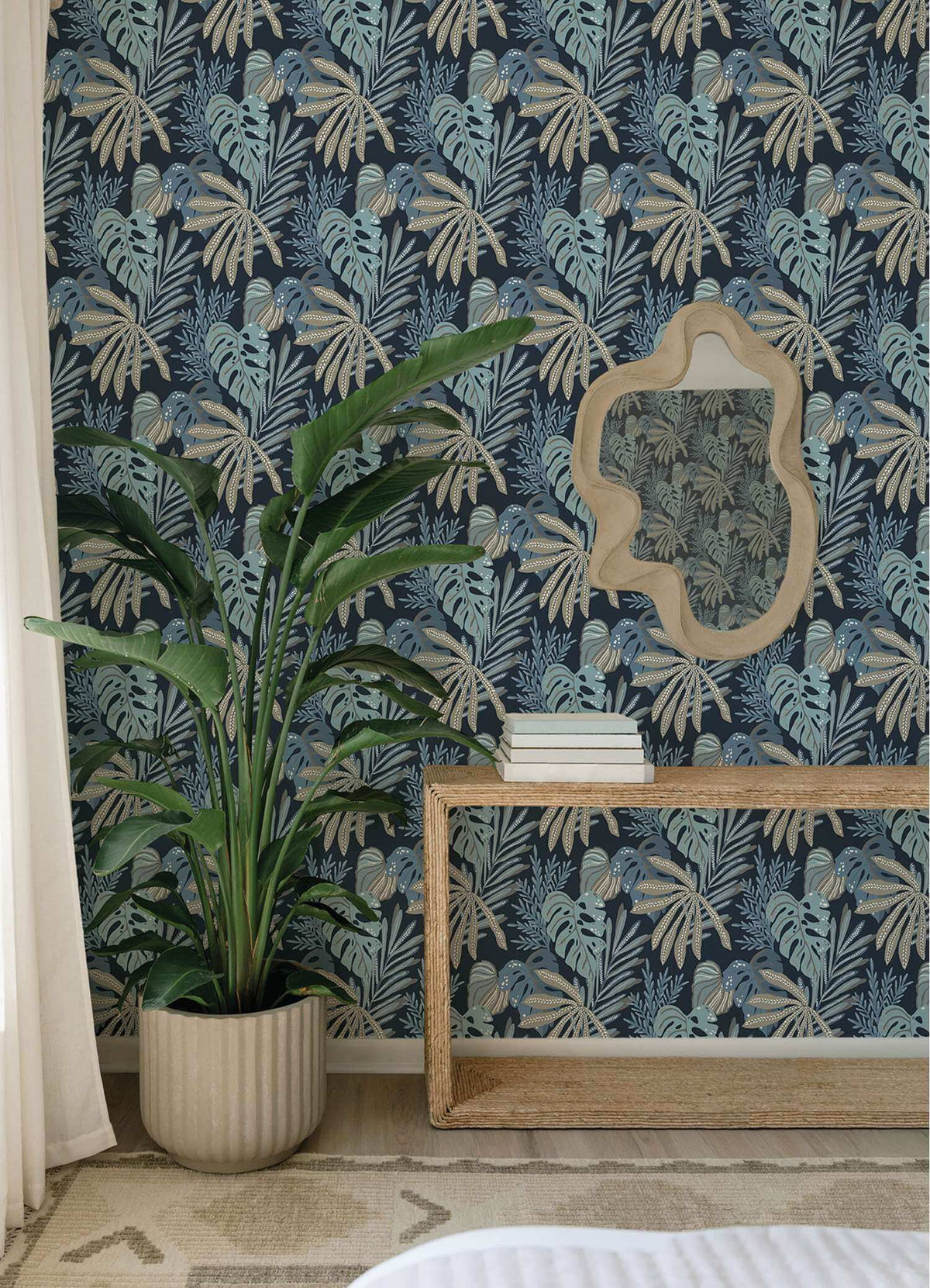 Drew & Jonathan Home Alocasia Wallpaper Sample - Blue