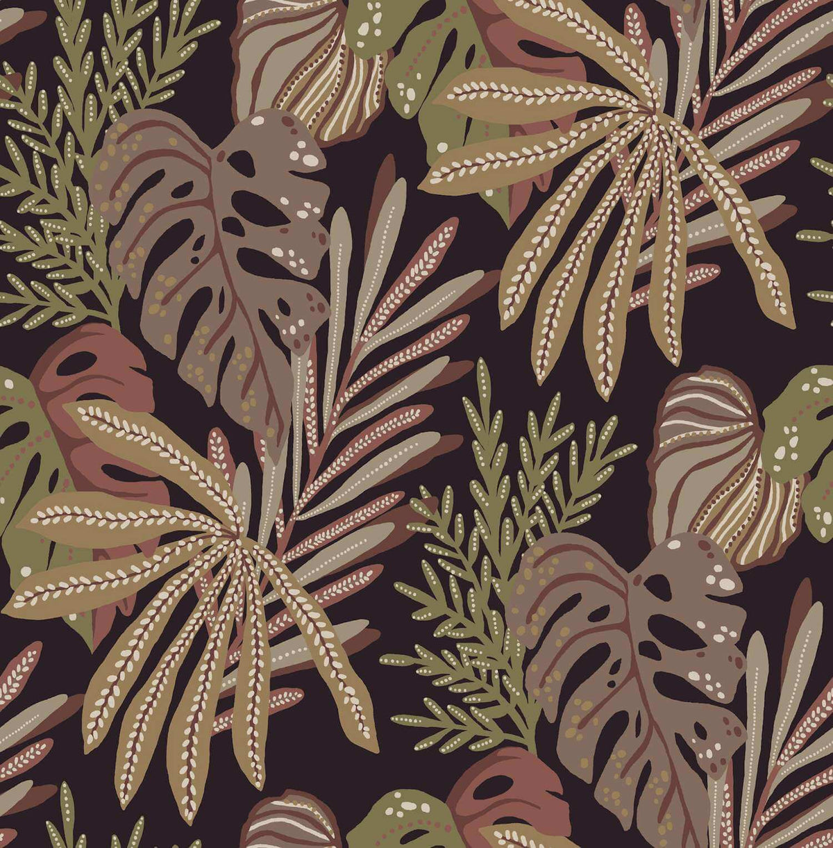 Drew & Jonathan Home Alocasia Wallpaper Sample - Burgundy