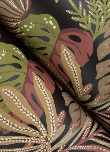 Drew & Jonathan Home Alocasia Wallpaper Sample - Burgundy