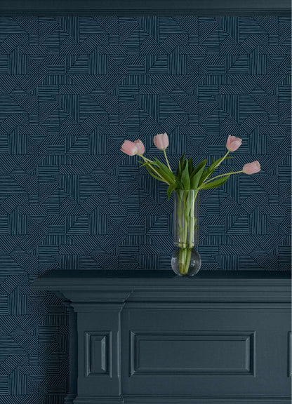 Drew & Jonathan Home Crescendo Wallpaper Sample - Dark Blue