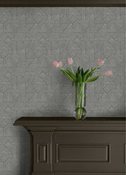 Drew & Jonathan Home Crescendo Geometric Wallpaper - Dark Gray