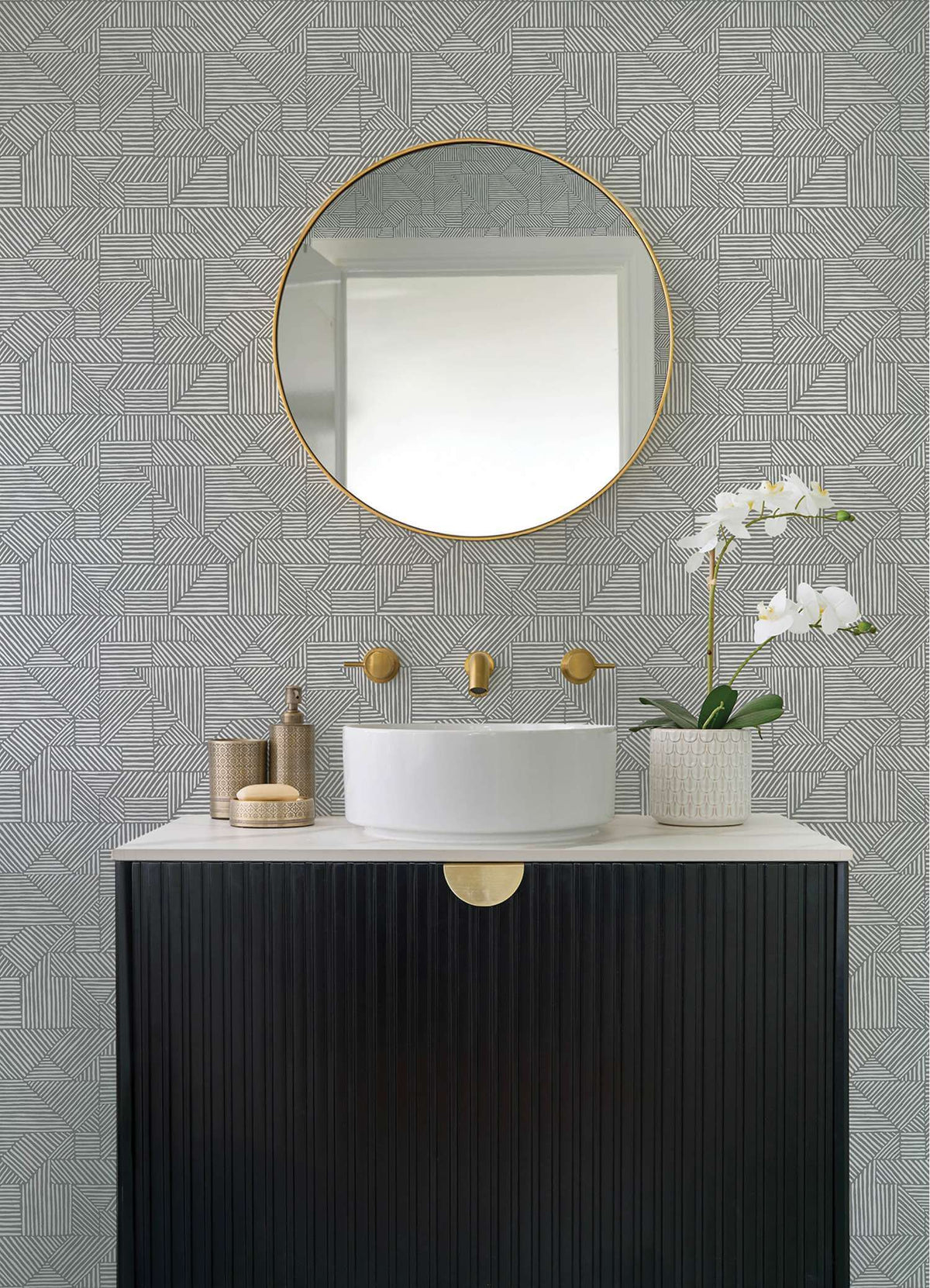 Drew & Jonathan Home Crescendo Geometric Wallpaper - Dark Gray