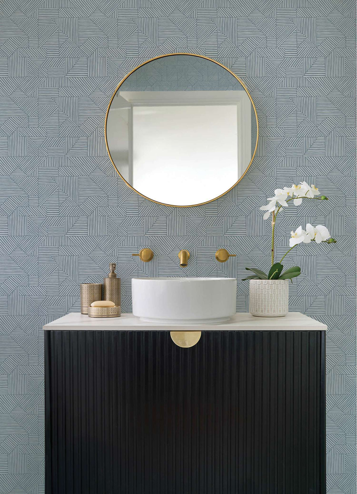 Drew & Jonathan Home Crescendo Wallpaper Sample - Blue