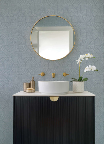 Drew & Jonathan Home Crescendo Wallpaper Sample - Blue