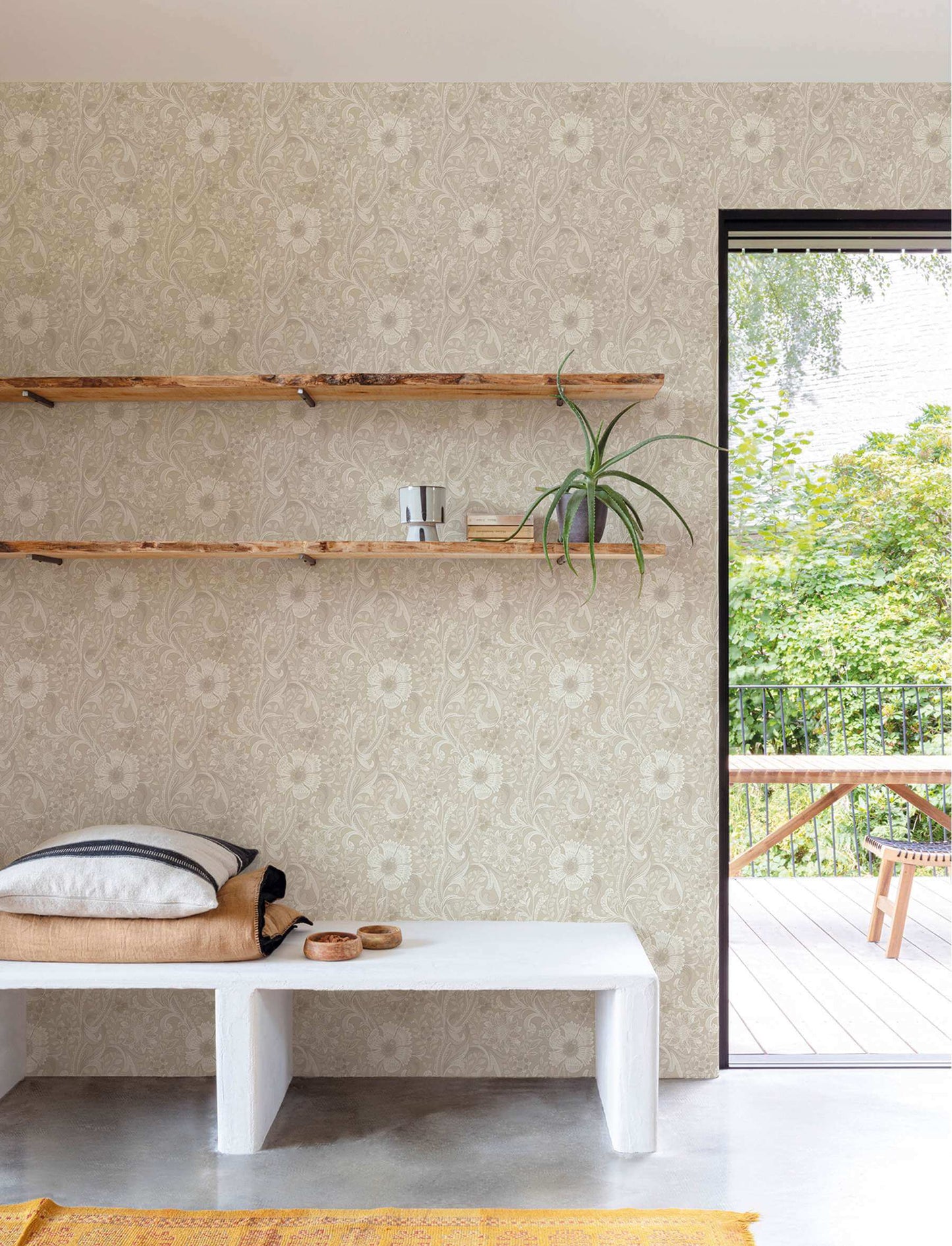 Chesapeake Kitchen & Bath Liora Floral Wallpaper Sample - Beige