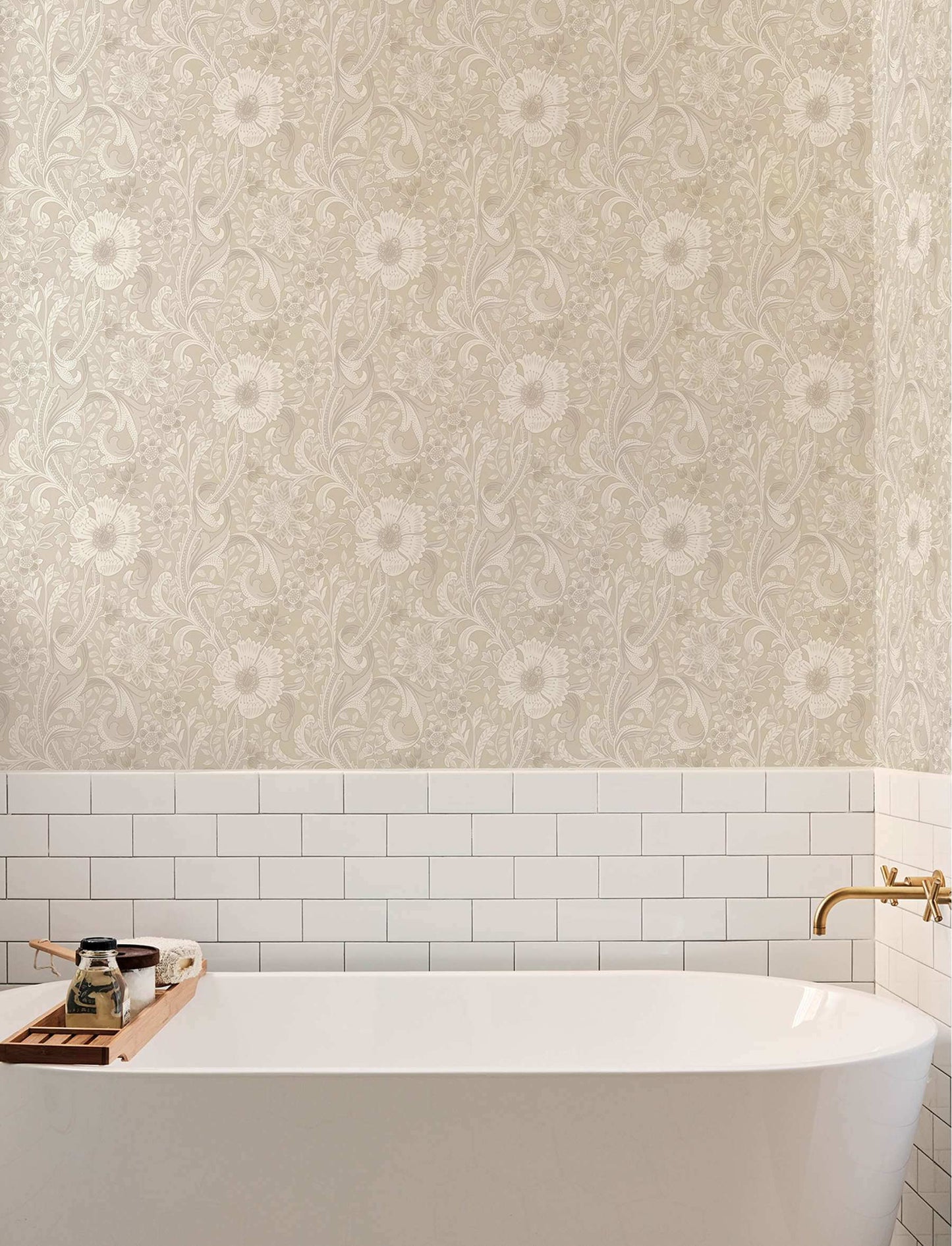 Chesapeake Kitchen & Bath Liora Floral Wallpaper Sample - Beige