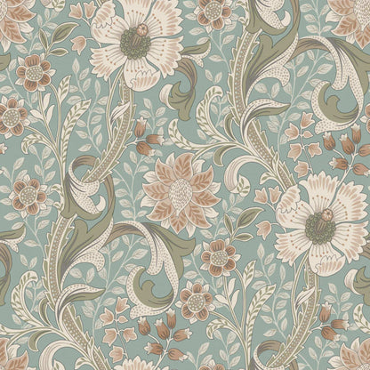 Chesapeake Kitchen & Bath Liora Floral Wallpaper Sample - Aqua