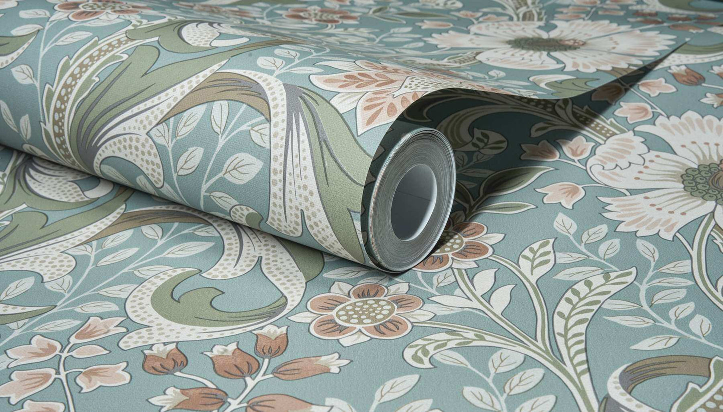 Chesapeake Kitchen & Bath Liora Floral Wallpaper Sample - Aqua