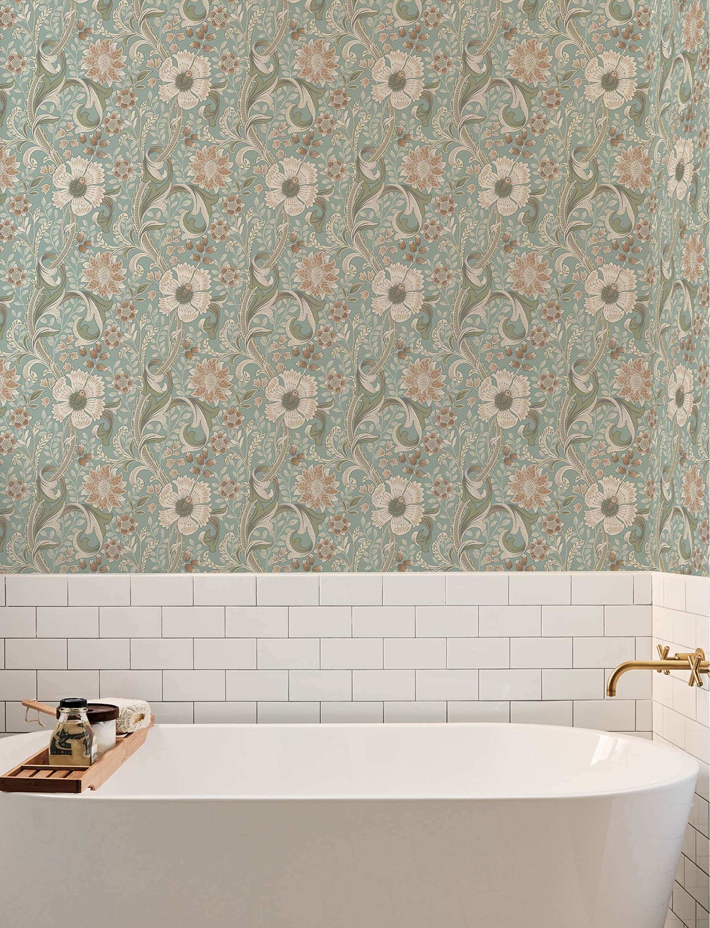 Chesapeake Kitchen & Bath Liora Floral Wallpaper Sample - Aqua