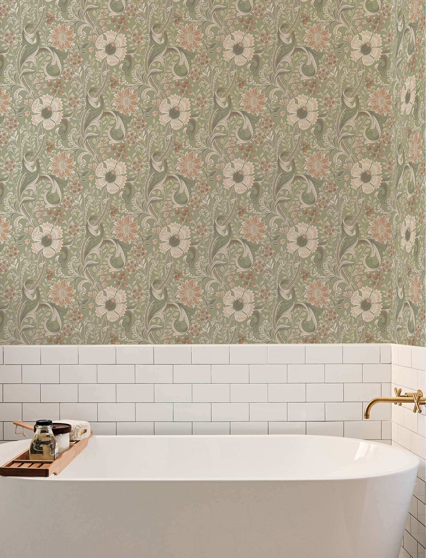 Chesapeake Kitchen & Bath Liora Floral Wallpaper Sample - Green