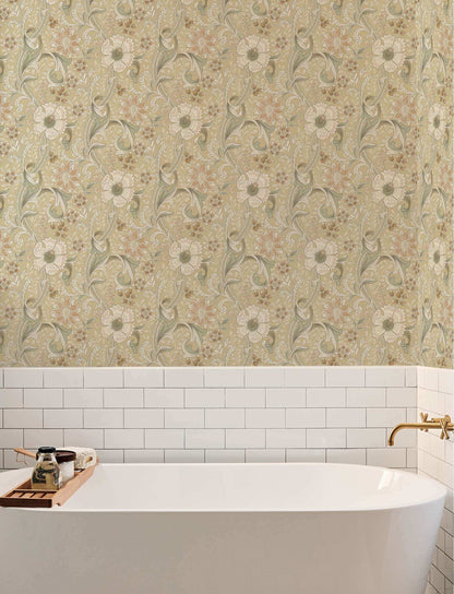 Chesapeake Kitchen & Bath Liora Floral Wallpaper Sample - Butter
