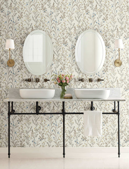 Chesapeake Kitchen & Bath Laverne Wildflowers Wallpaper Sample - Neutral