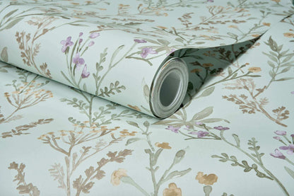 Chesapeake Kitchen & Bath Laverne Wildflowers Wallpaper - Aquamarine