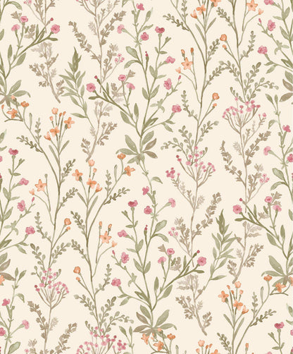 Chesapeake Kitchen & Bath Laverne Wildflowers Wallpaper - Green