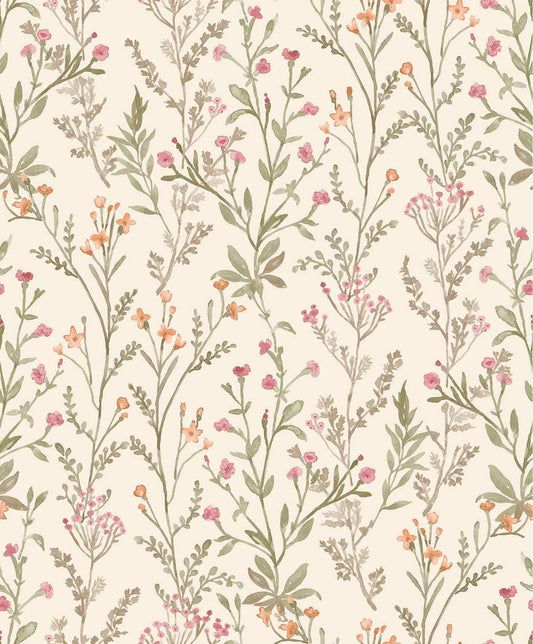 Chesapeake Kitchen & Bath Laverne Wildflowers Wallpaper - Green